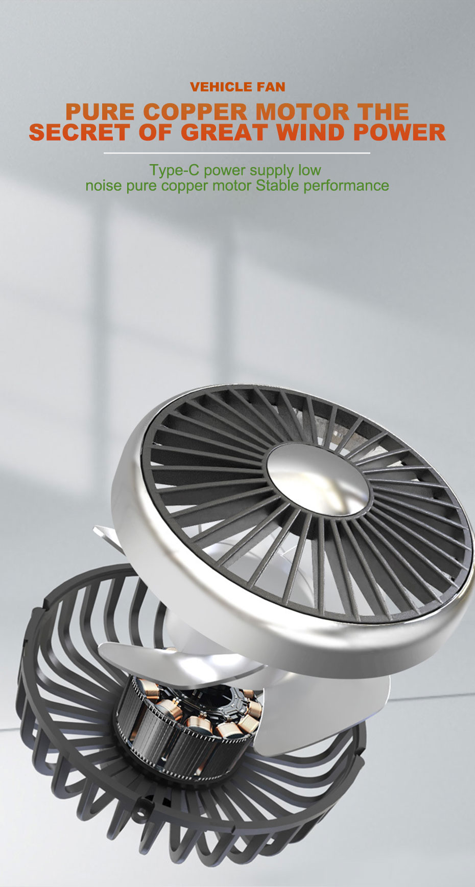 SEAMETAL Dual Head Car Fan Kipas Kereta 360 Degree Rotation Rear Seat ...