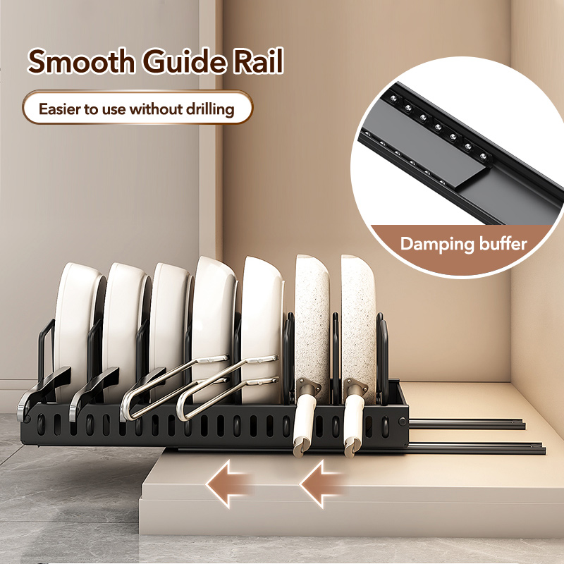 iSPECLE【Adjustable Spacing】Pull out Pot Racks Pot Lid Holder with