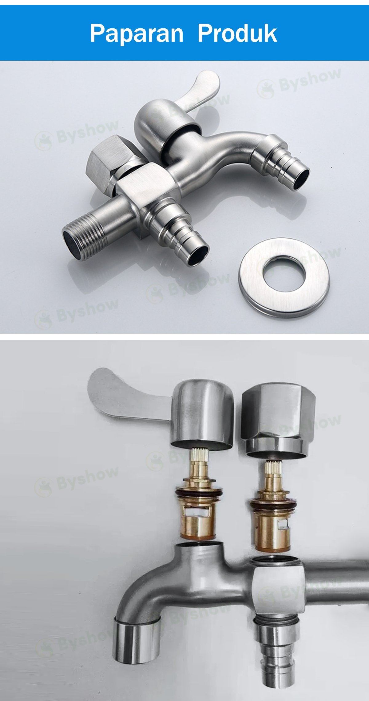 【Byshow】Malaysia In Stock Stainless Steel 1 Into 2 Out Two way garden ...
