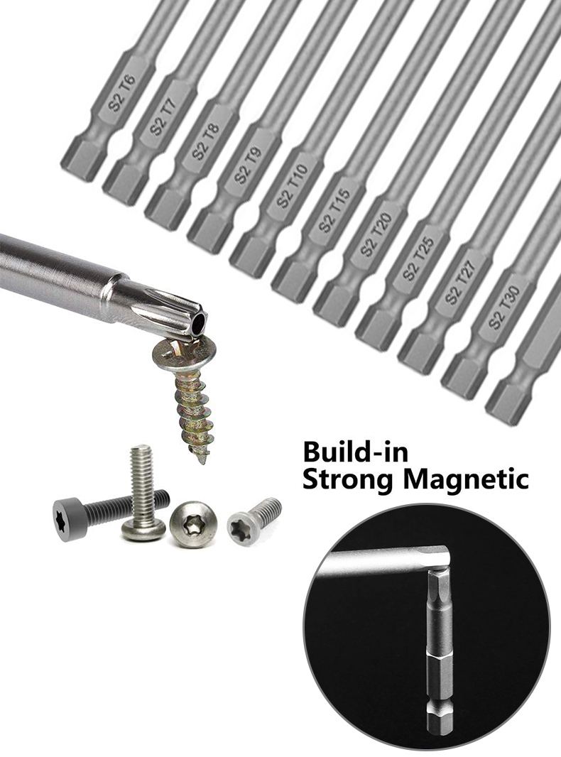 Star Hollow Bits Set 11/12Pcs 50/75/100mm T5-T40 Stripping Bit Set For ...