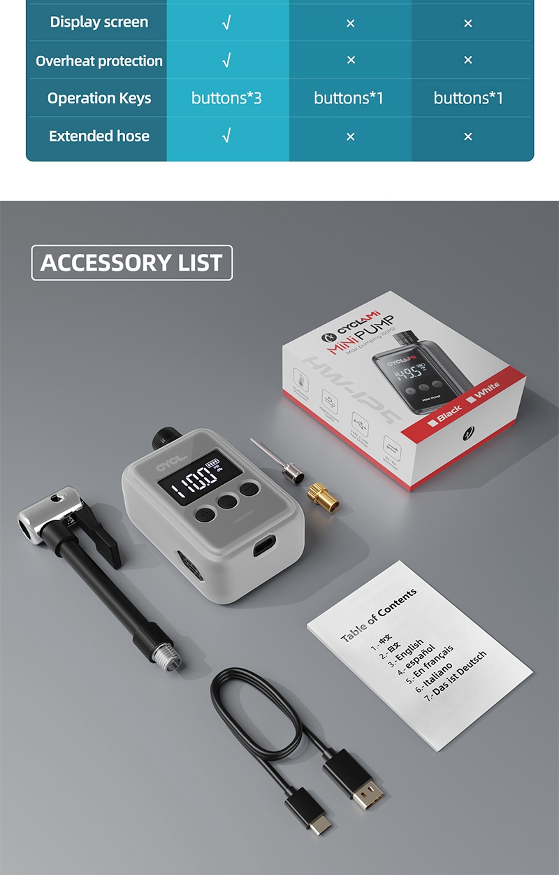Pompa Aria Elettrica Portatile CYCLAMI 150 PSI – Mini Compressore Ricaricabile Per Pocket Bike E Auto - Foto 2