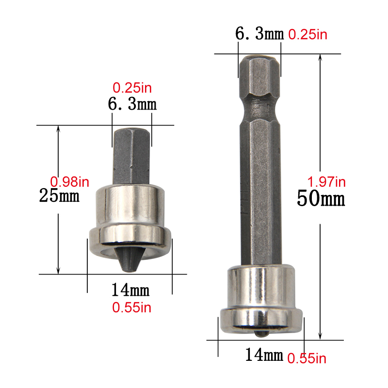 5PCS 25MM/50MM Positioning Screwdriver Bits Tip Woodworking Screw Hex ...