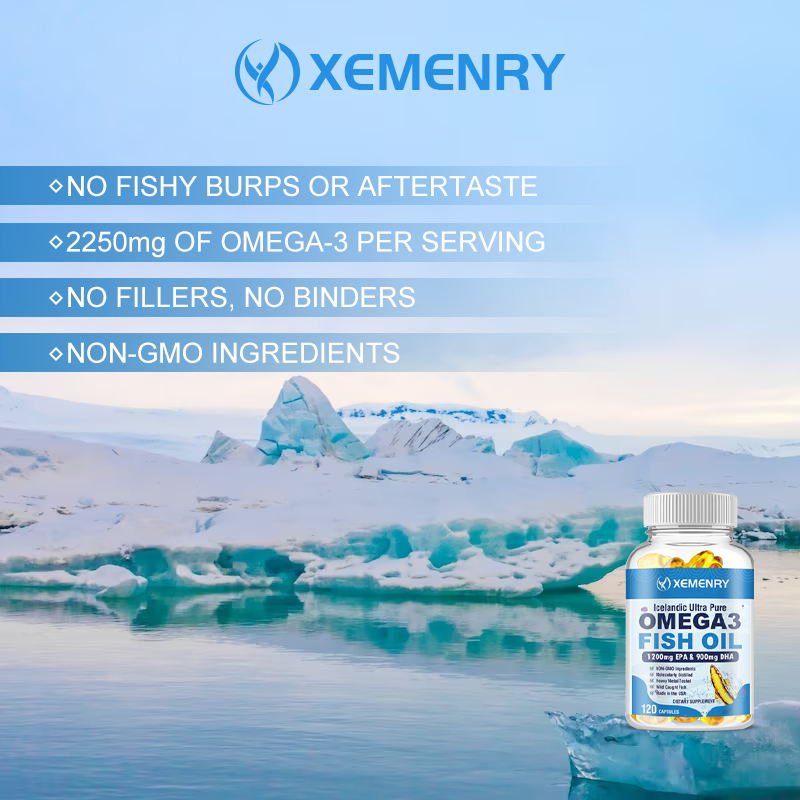 Omega 3 fish oil capsules, 1200 mg EPA and 900 mg DHA fatty acids per ...