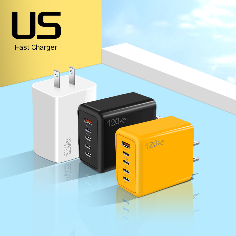 120W Multi Port Fast Charger USB+4PD Flash Charger 5V 3A USB Type C ...