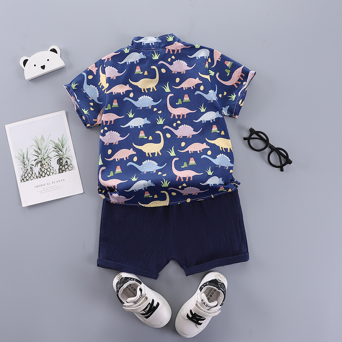 Yellow & White Dino Print KIds Short Wear main image 1