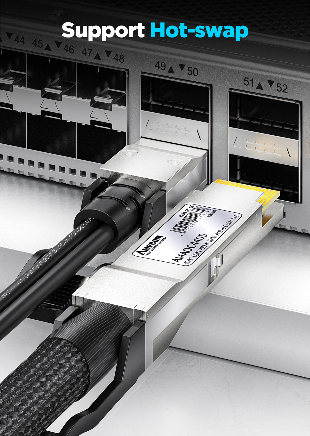 AMPCOM 400G PAM4 QSFP-DD to 4x 100G SFP56 Passive Direct Attach Twinax ...