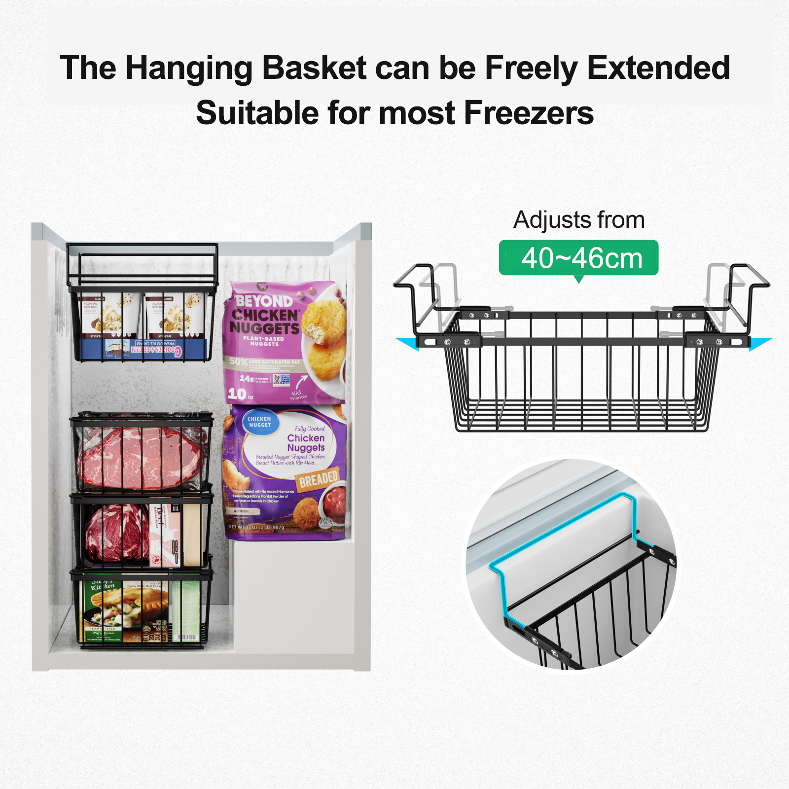 iSPECLE 4/8 Packs Stackable Chest Freezer Basket Organizer Fridge ...