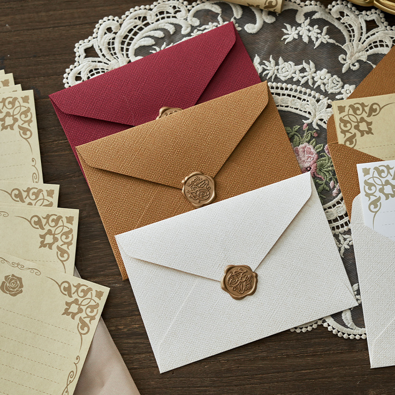 Vintage Linen Envelopes Retro Textured Envelope Stamp Seal Stickers ...