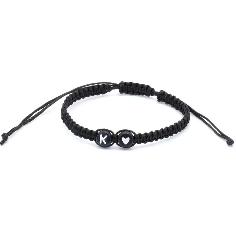 Fashion Simple Black English Letters Love Couple Braided Bracelet ...