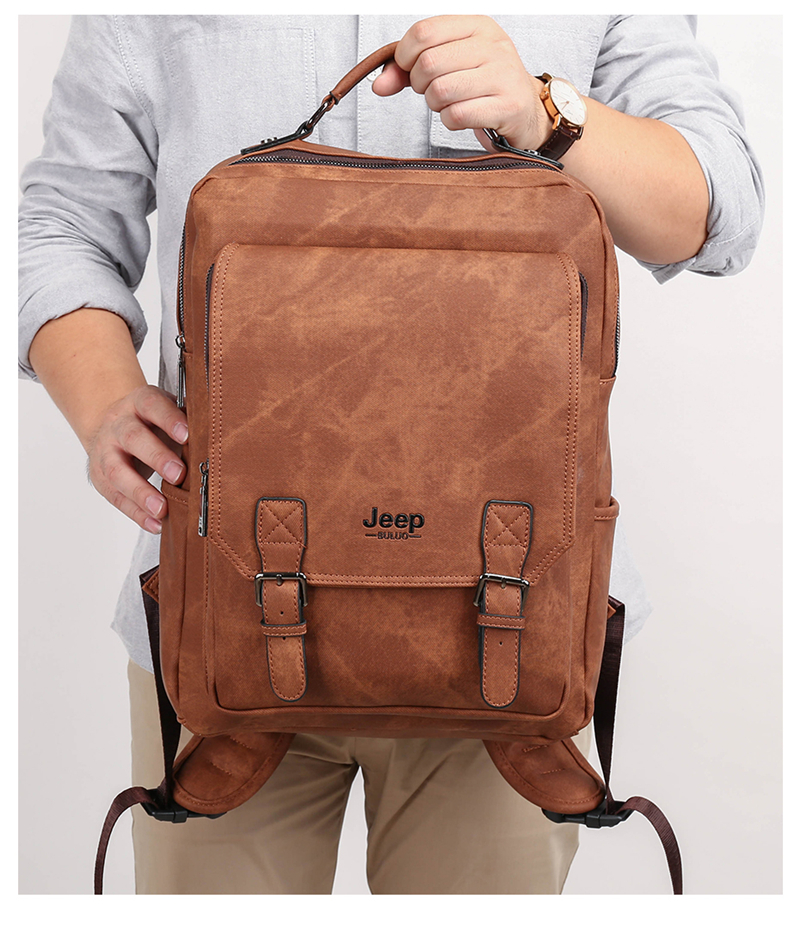 JEEP BULUO Men 15.6 Laptop Leather Backpacks School Bag Travel Multi Male Mochila Military camouflage style 2009 Shopee Malaysia