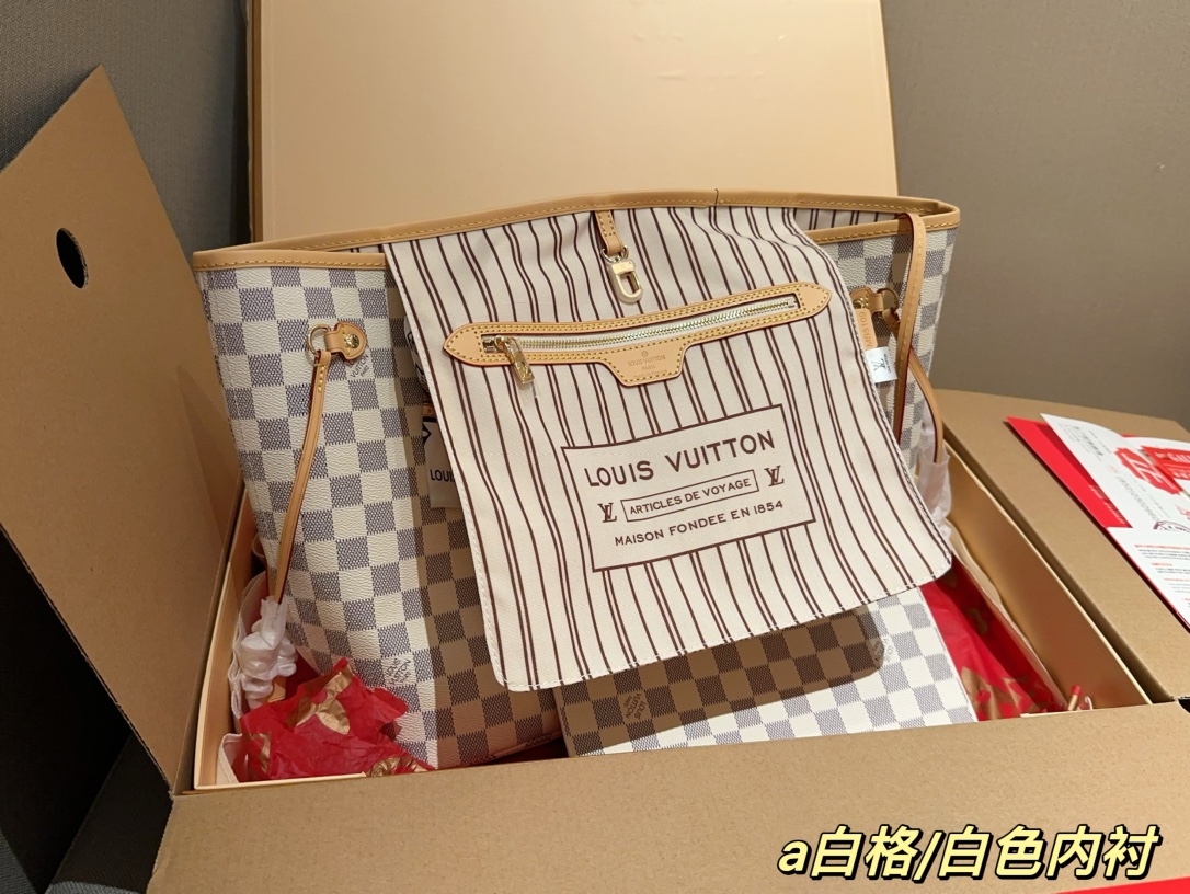 [With Box]L_V_Tote Bag New Checkerboard Large Capacity Shoulder Bag