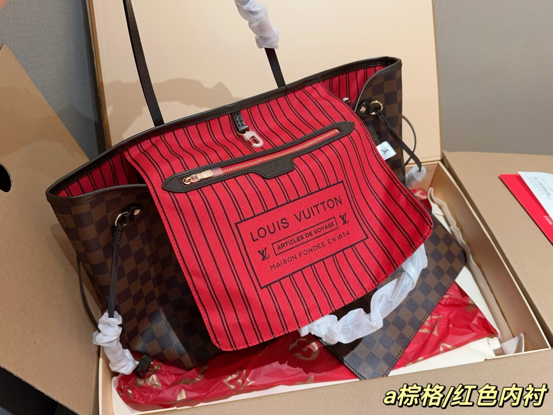 [With Box]L_V_Tote Bag New Checkerboard Large Capacity Shoulder Bag