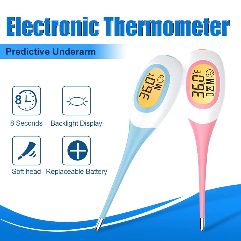 Backlit Fever Thermometer - Waterproof Oral/Underarm Digital Reader ...