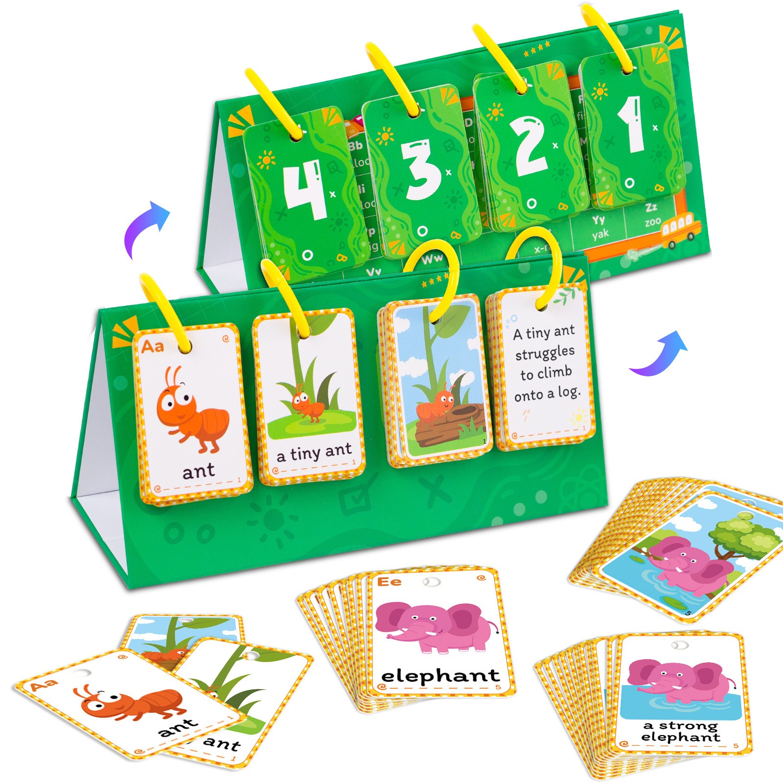 129Pcs Phonics English Flash Card CVC Words Vowel Consonant Desk ...