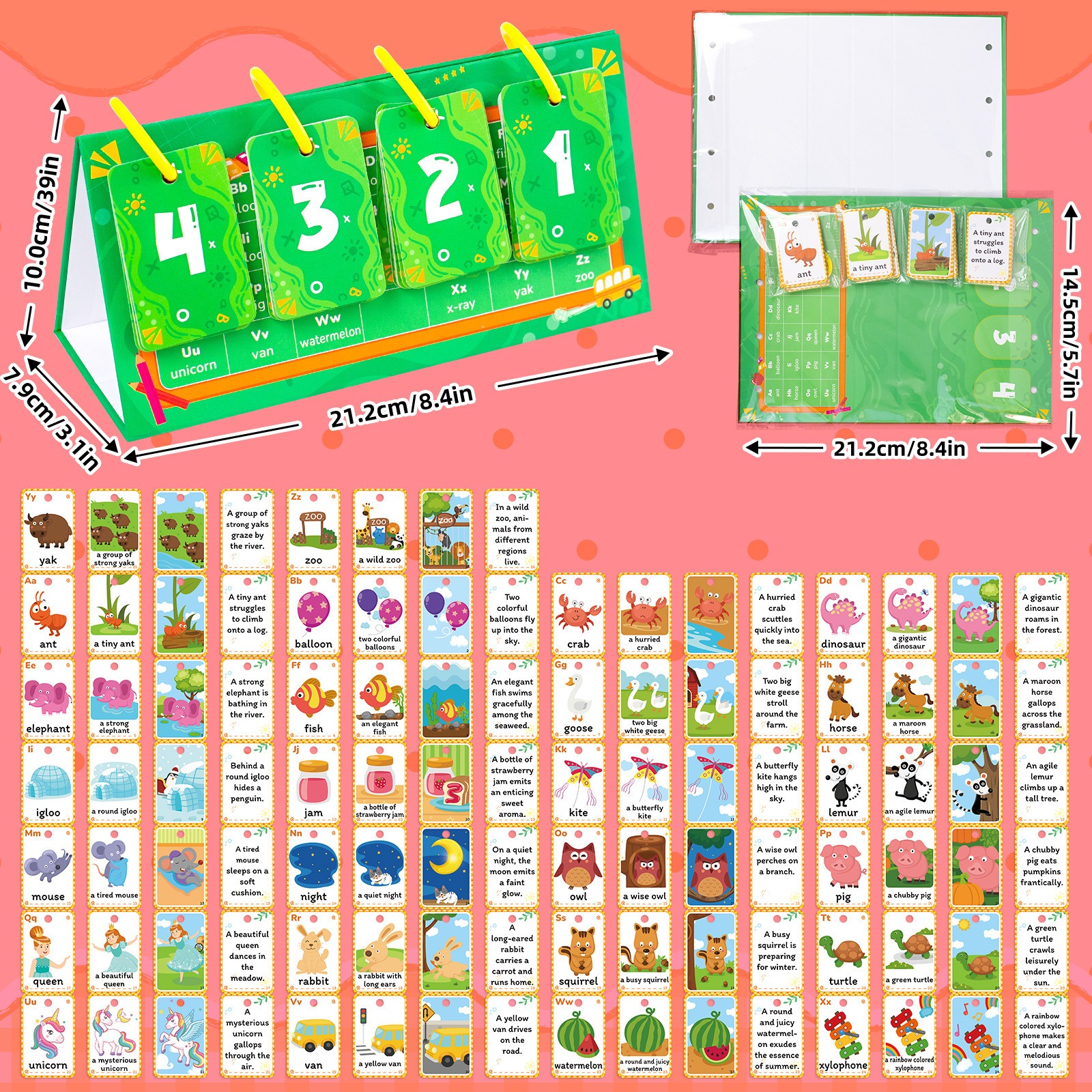 129Pcs Phonics English Flash Card CVC Words Vowel Consonant Desk ...