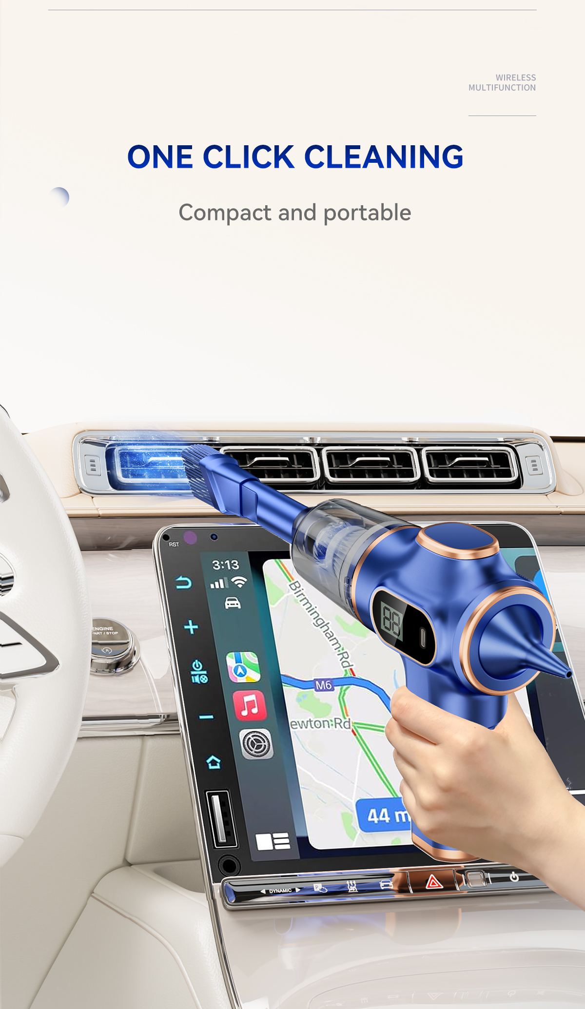 JAMAY 6 In 1 Vacuum Cleaner 20000Pa Air Dust Blower Digital Display USB ...
