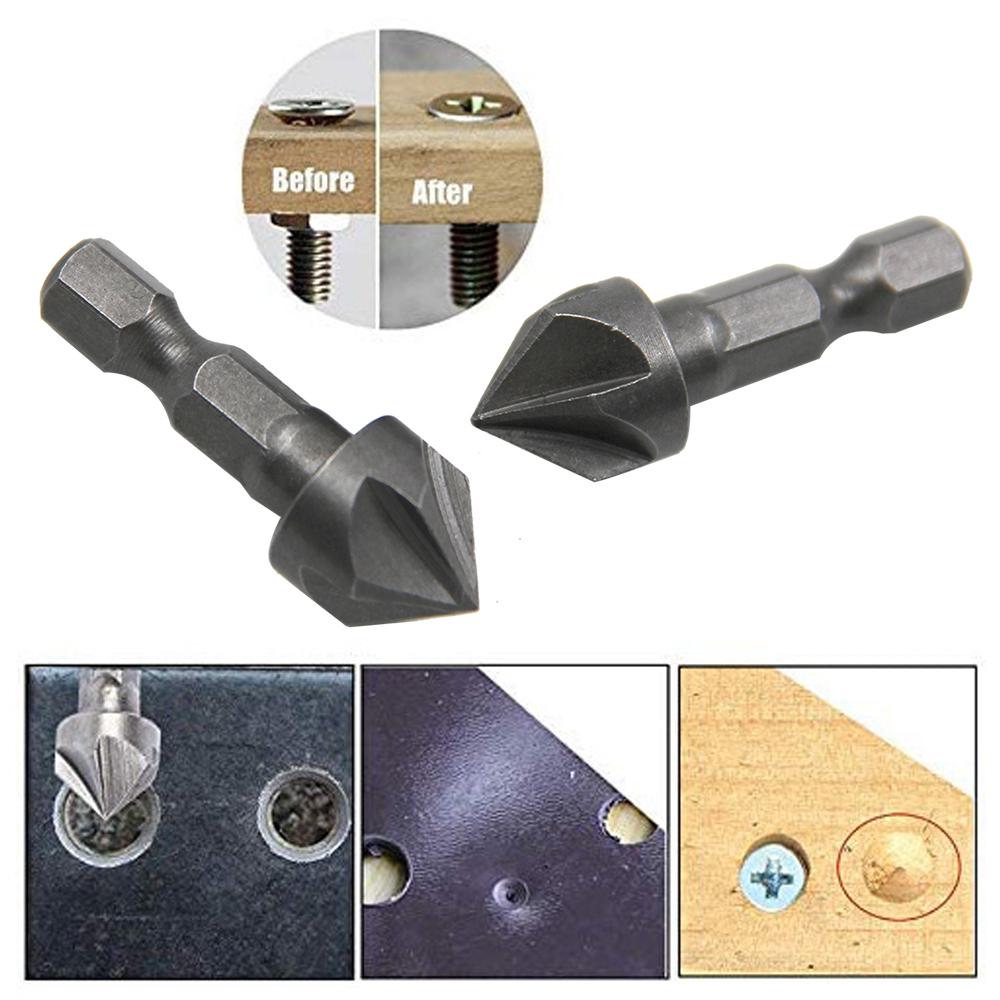One Set 2Pcs 1/2 Hexagonal Handle Five-Blade Chamfering Tool, 12.5mm ...