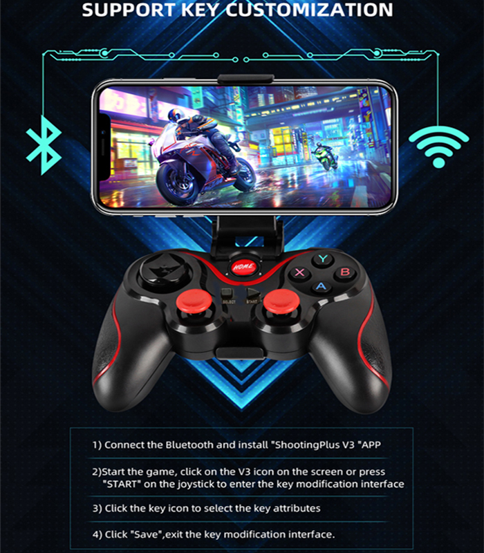 Wireless BT Gamepad PC Game Controller Gaming Joystick for Android/TV ...