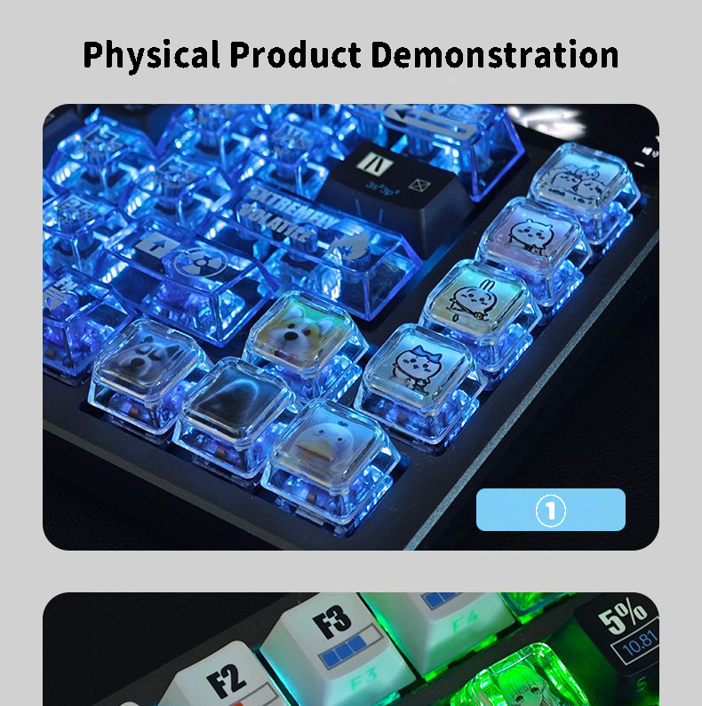 Custom Keycaps 1U PC Transparent Keycaps Custom Design Pattern DIY ...