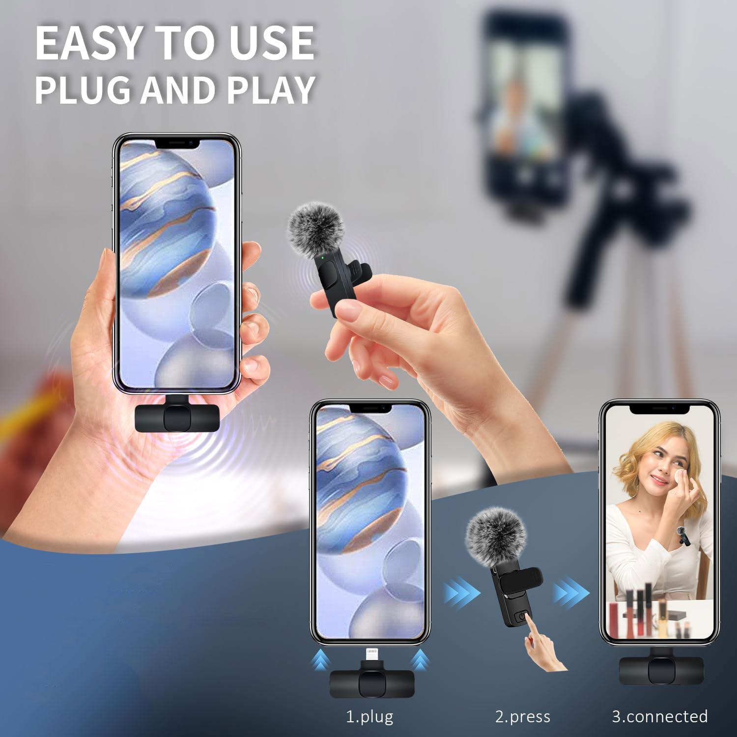 Lavalier Mini Wireless Microphone for Smartphone PC for Vlog Audio ...