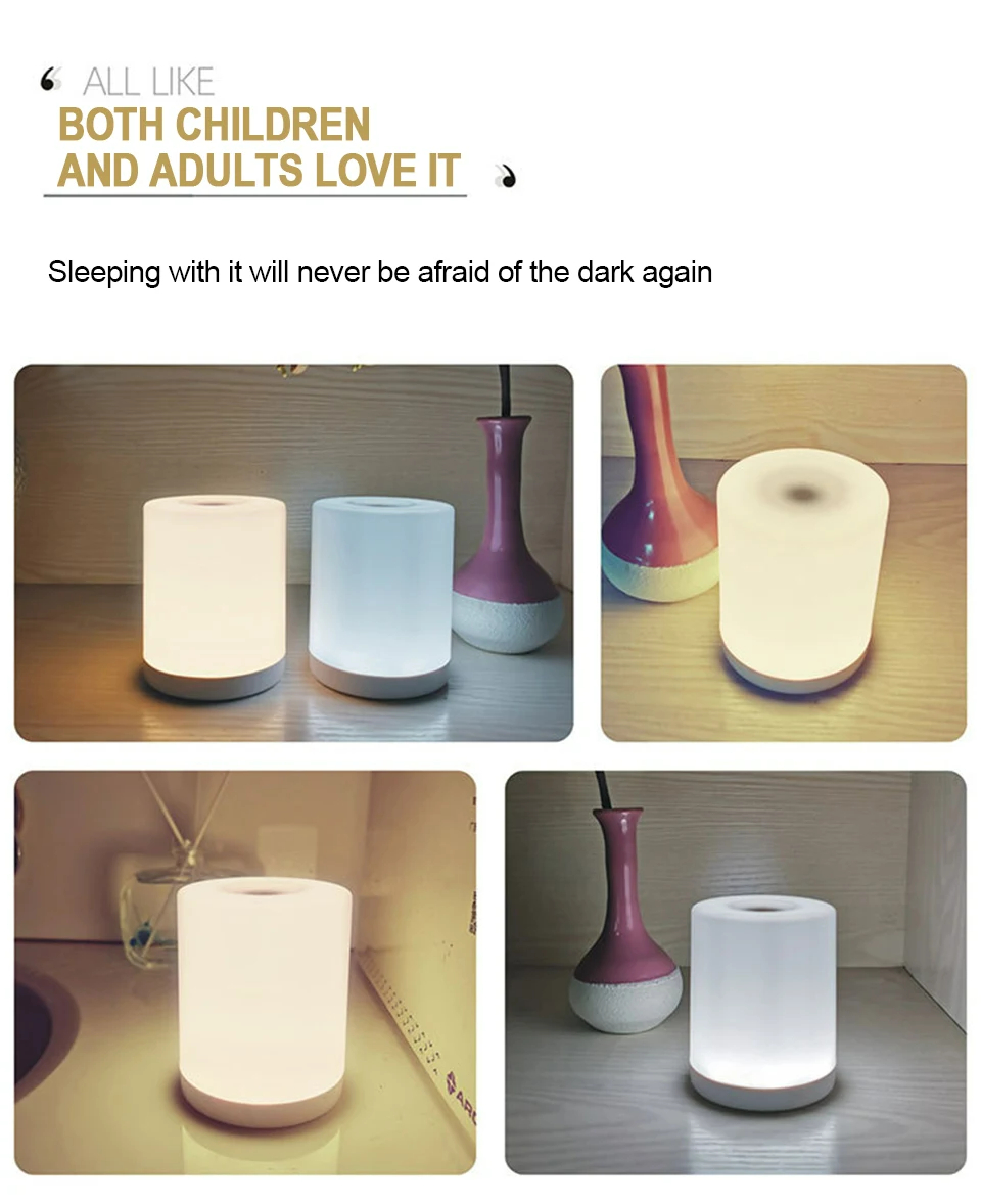 Rechargeable Bedside Lamp Dimmable Table Touch Night Light Bed Lamp ...