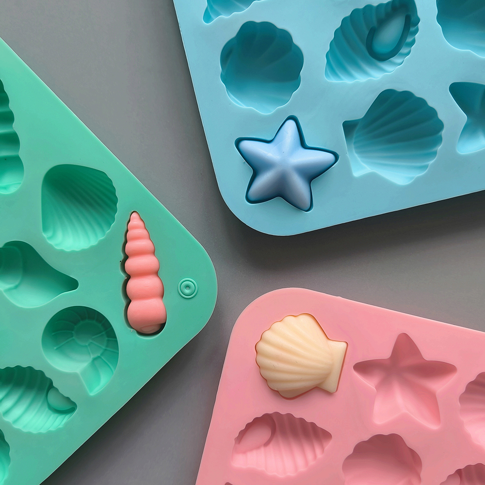 1pc 16 Holes 8 Different Shapes Starfish Shell Molds Silicone Chocolate ...