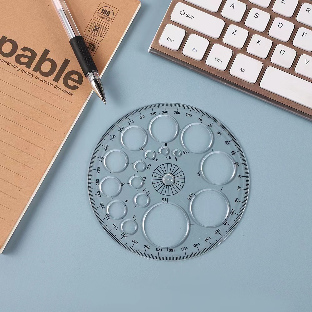 360 Degree Protractor All Round Ruler Template Circle Plastic Ruler ...