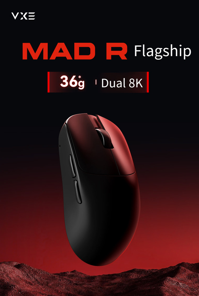VXE MAD R dual-mode esports gaming mouse, PAW3950, dual 8K hole free ...