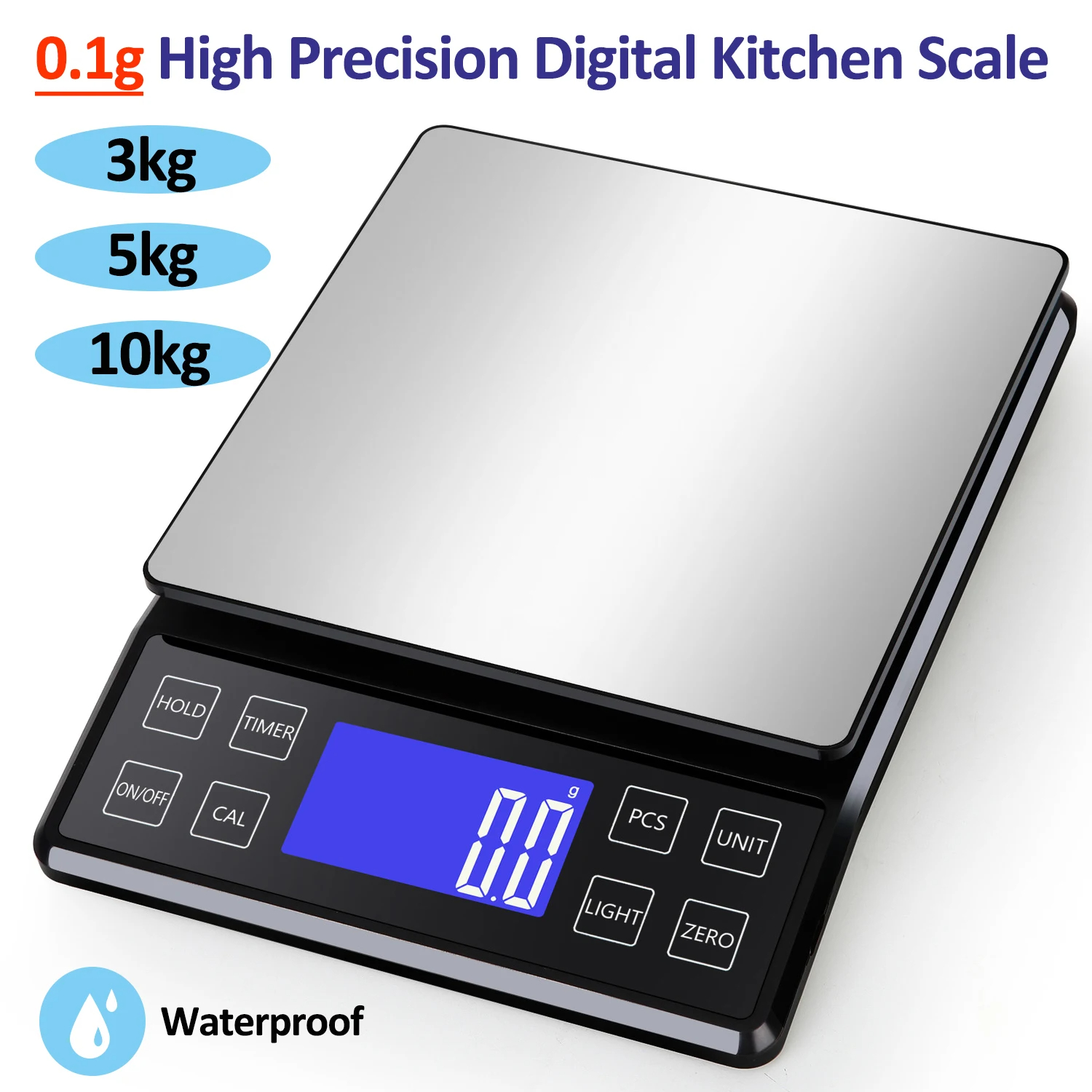 Taylor Precision 4.4lb Digital Kitchen Food Scale With Weighing Tray Blue