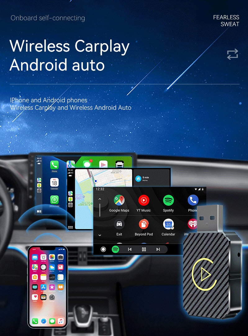 Wireless Carplay Adapter 2 in 1 Android Auto Wireless adapter Wired To ...