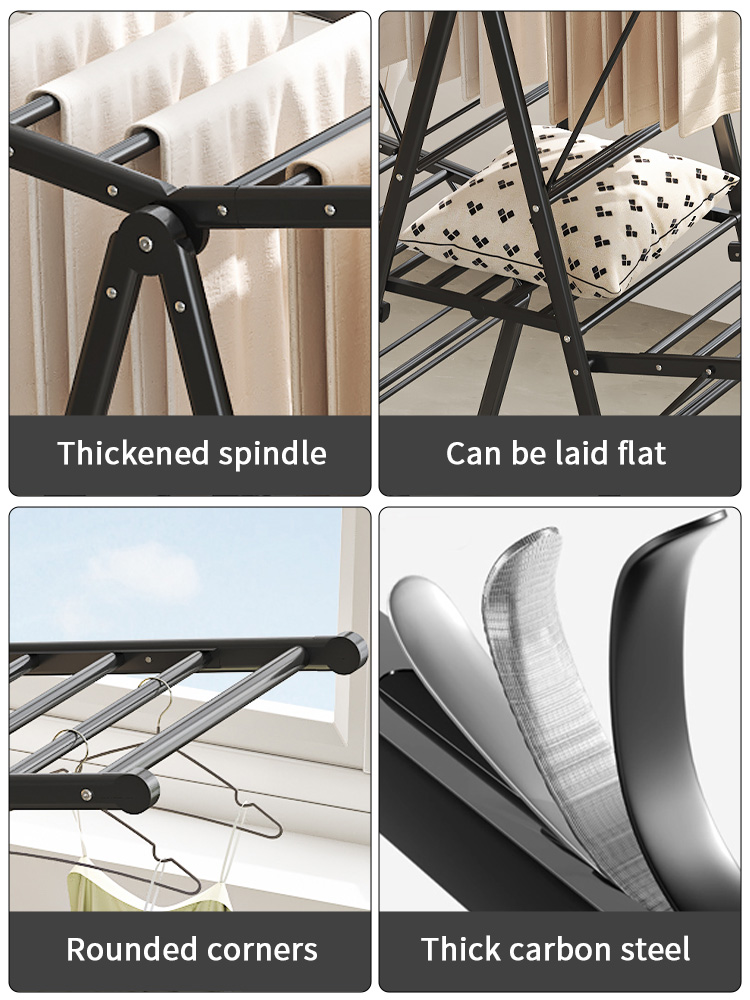 Multifunctional Floor Double Folding Drying Rack Indoor Balcony Outdoor ...