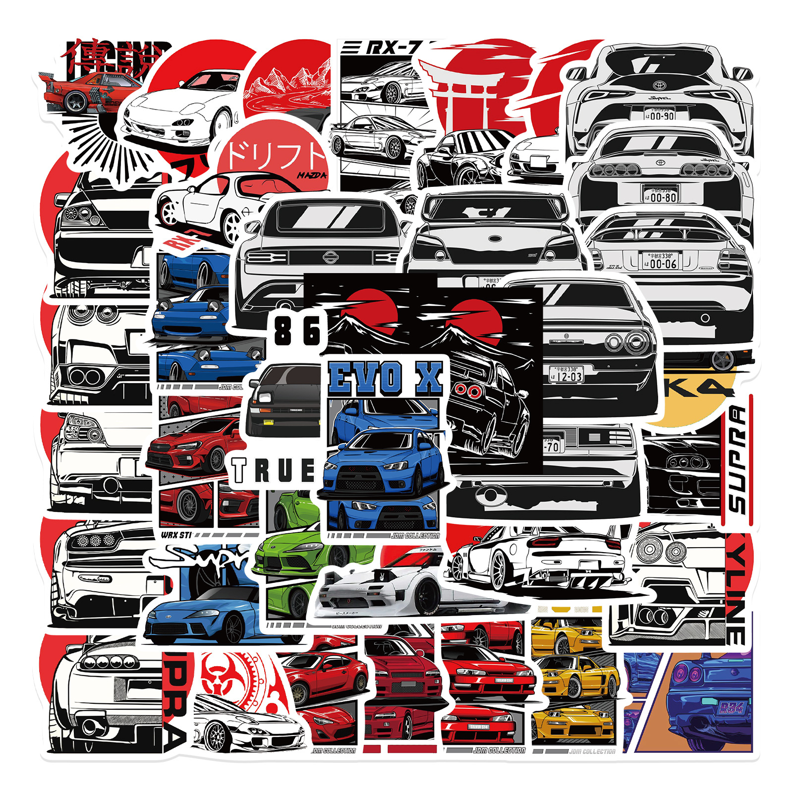50Pcs JDM Japan Modified Racing Car Series Graffiti Stickers for ...