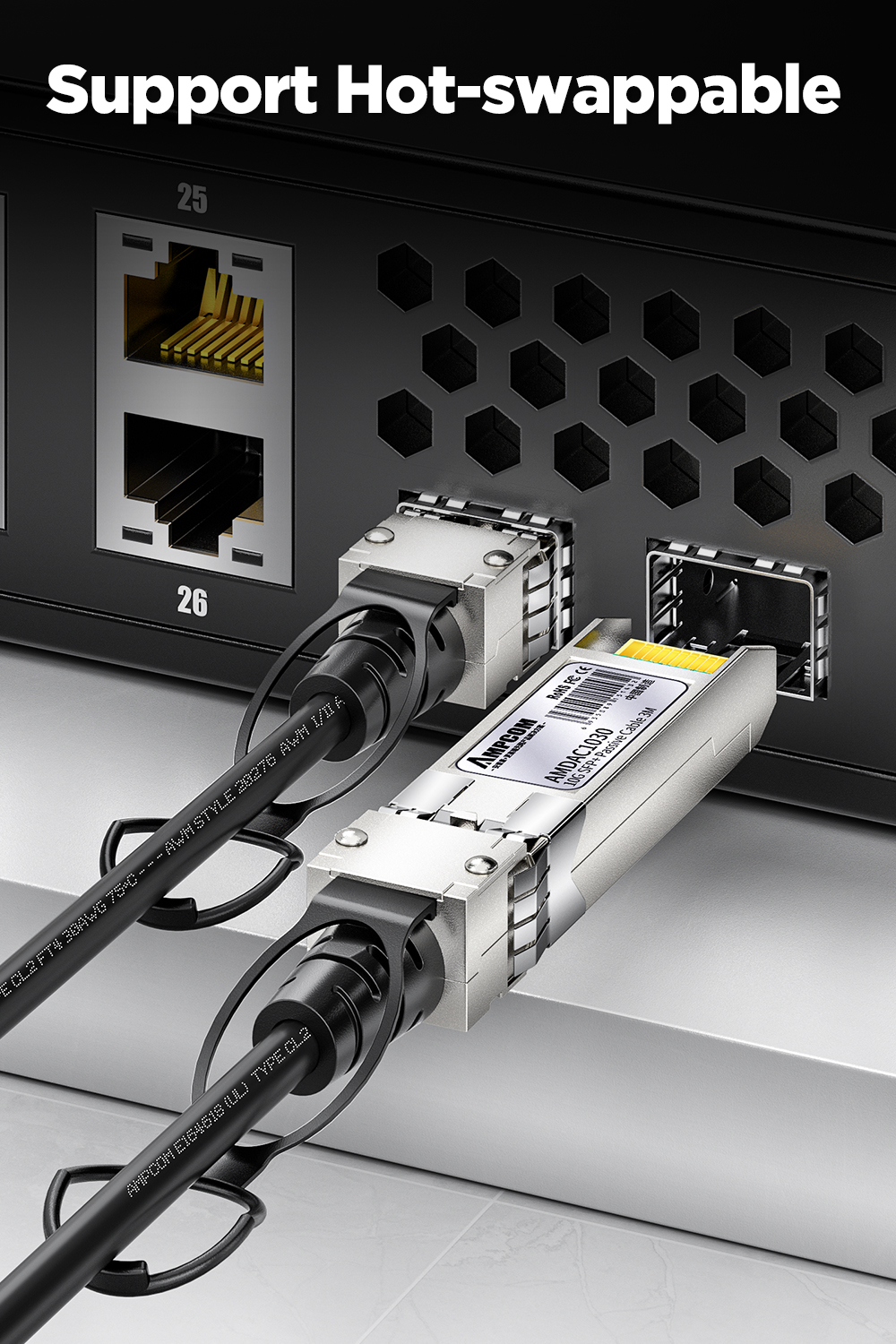 AMPCOM DAC Direct Attach Cable Copper, Passive 10G SFP+ DAC Twinax ...