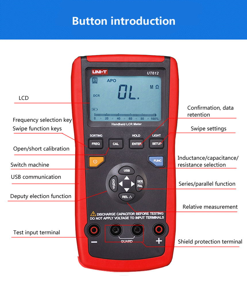UNI-T Digital LCR Meter Inductance Capacitance Resistance Meter USB ...