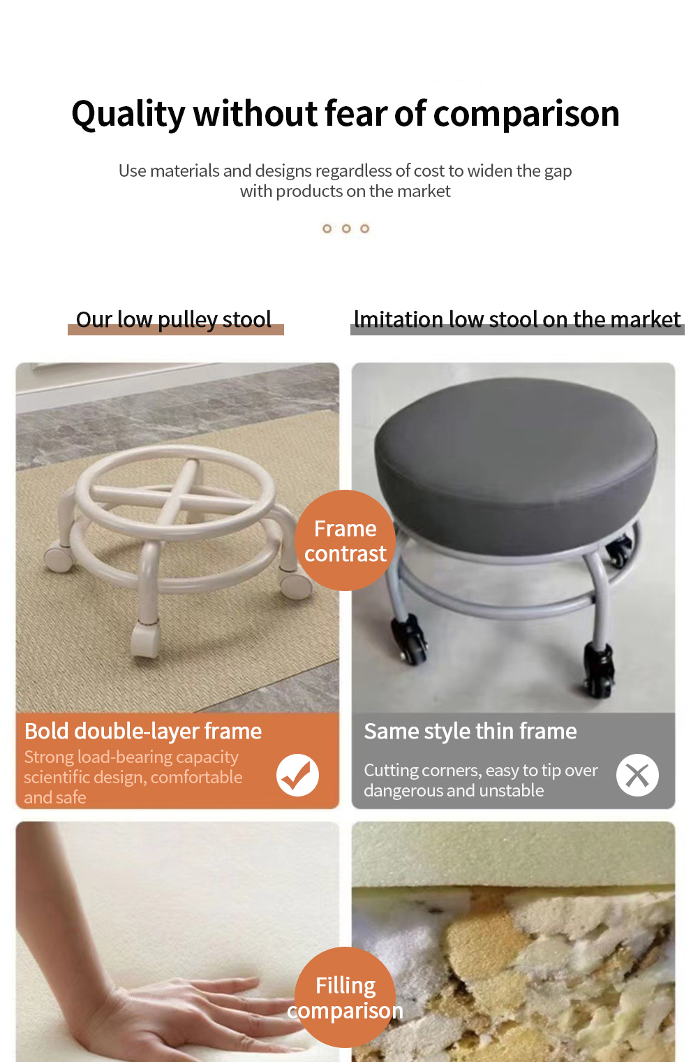 Eames Swivel Low Stool With Wheel Children Small Chair Round Stool With ...