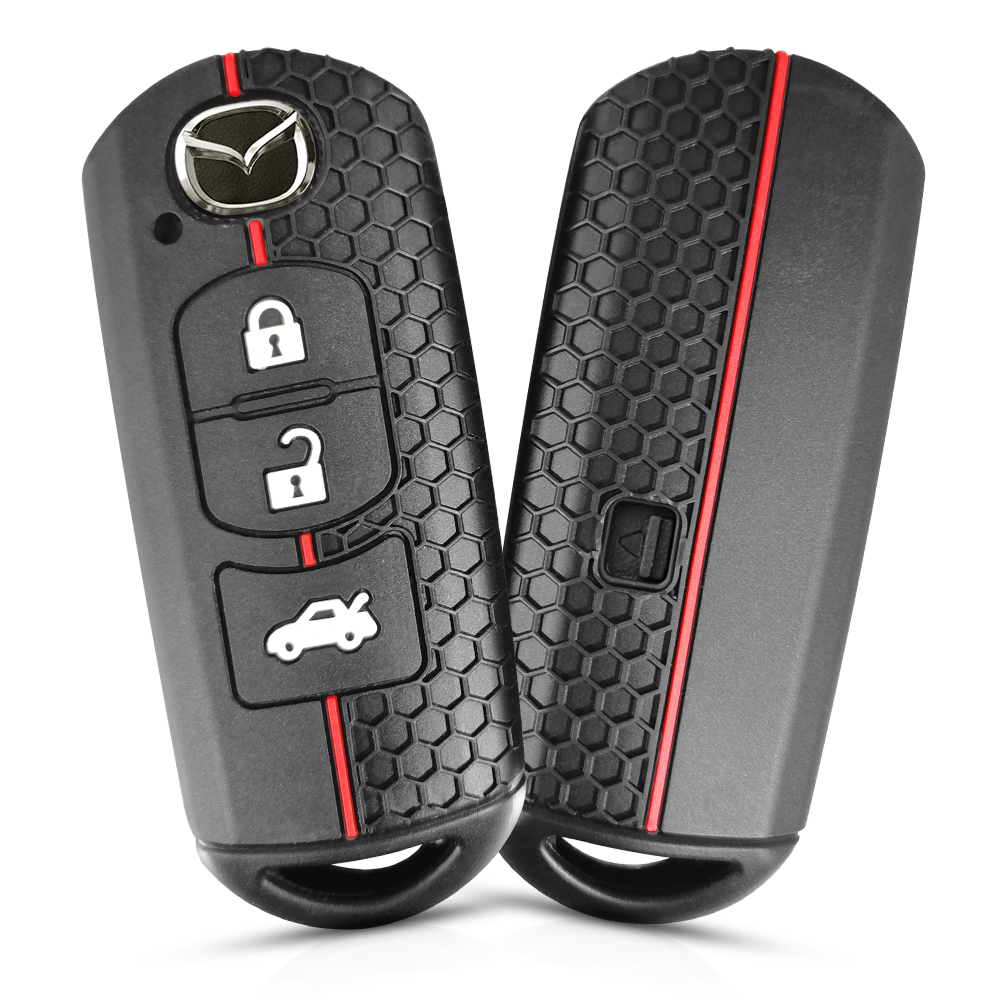 ontto Custodia per Chiave Auto, Adatta per Mazda 2 3 6 Atenza Axela Demio CX -5 CX5 CX-3 CX7 CX-8 CX-9 CX-30 TPU Silicone Custodia Portachiavi 2 Tasti Oro Nero