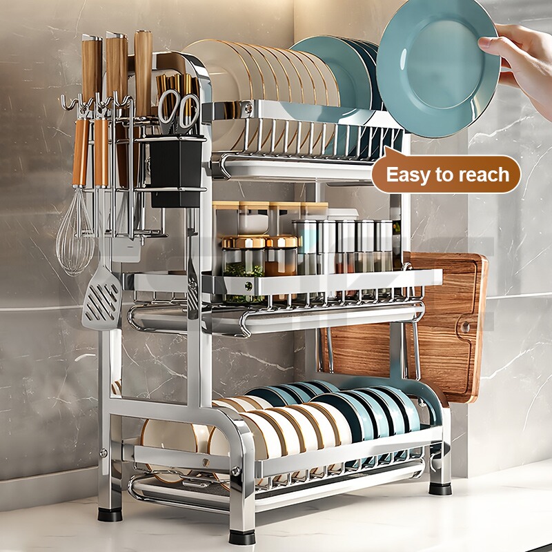 GSlife New Arrival Stainless Steel Rak Pinggan Dish Drainer Rack Thick ...