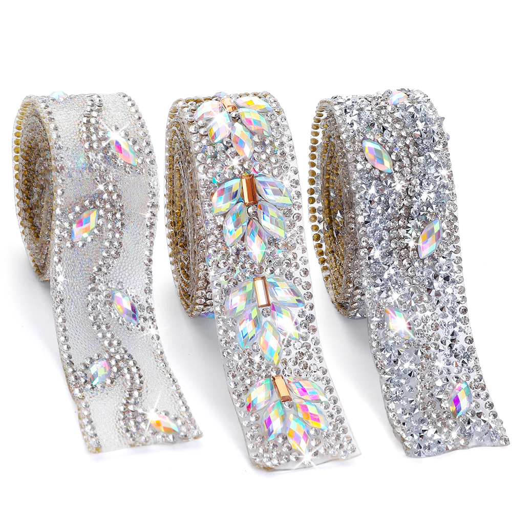 1yard Crystal Glass rhinestones Tape Trim Hot Fix Strass Crystal Sewing ...