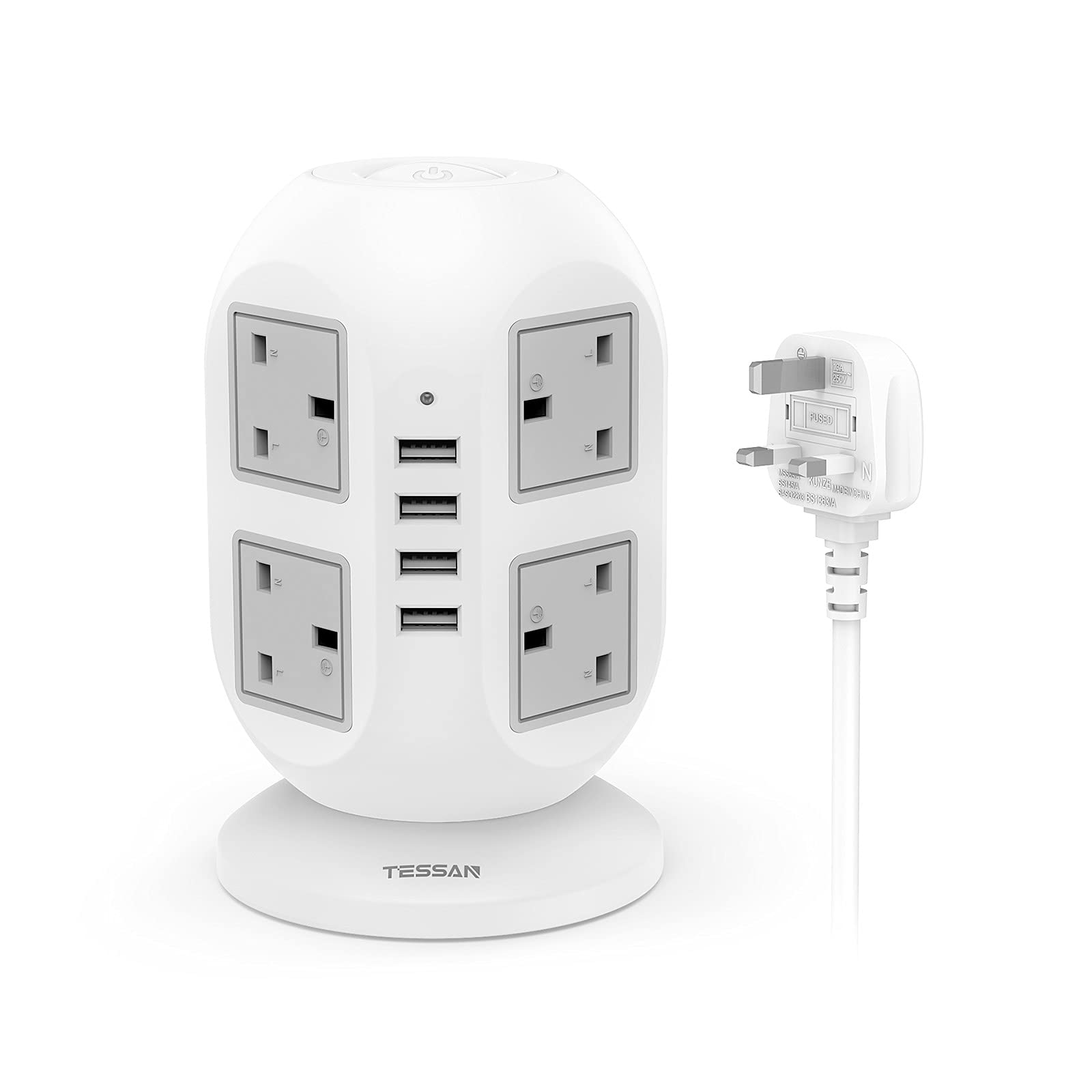 TESSAN Power Extension Tower Socket Extension Plug Power Socket Surge ...