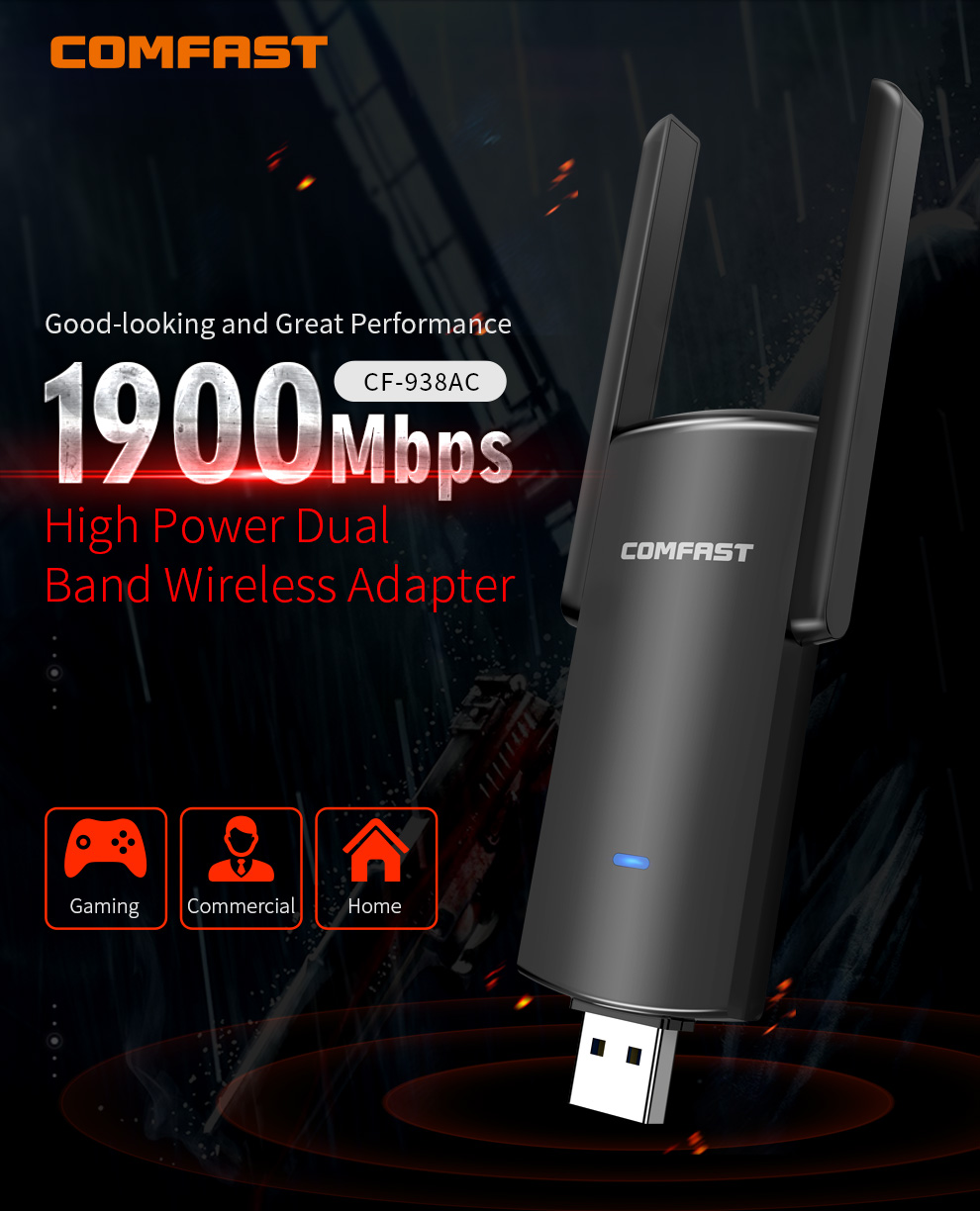 1900Mbps USB3.0 Wireless Network Card RTL8814AU High Power WiFi Adapter ...