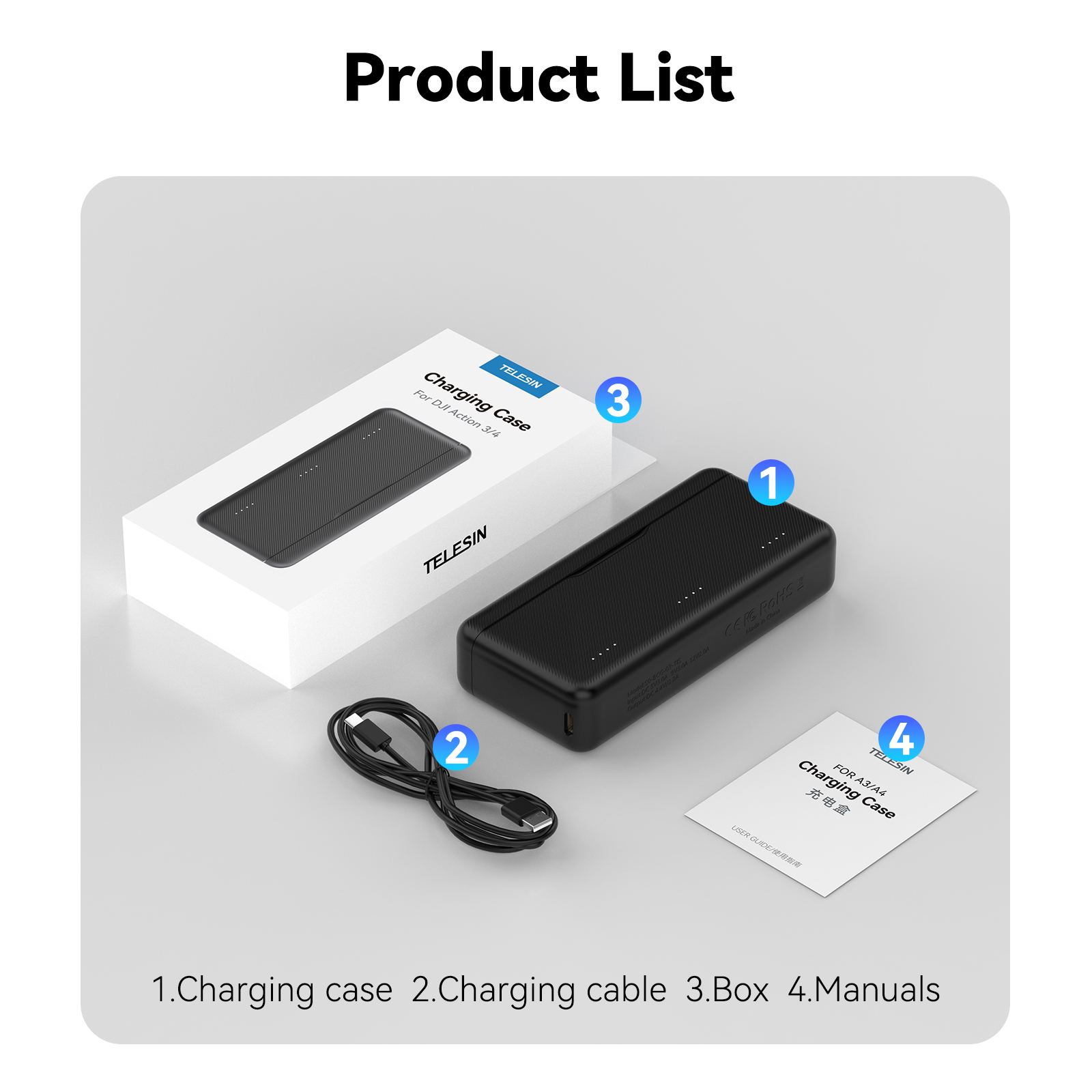 Chargeur Triple Batterie Pour DJI Osmo Action 5 Pro/4/3 - Boîtier De Charge Rapide USB-C Portable