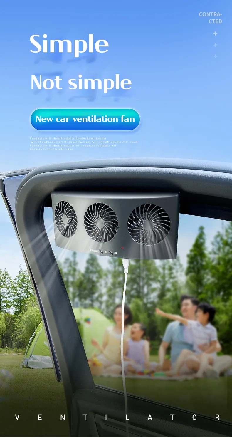 USB Car Exhaust Window Cooler 3 Fans 4000RPM Vehicle Ventilation ...