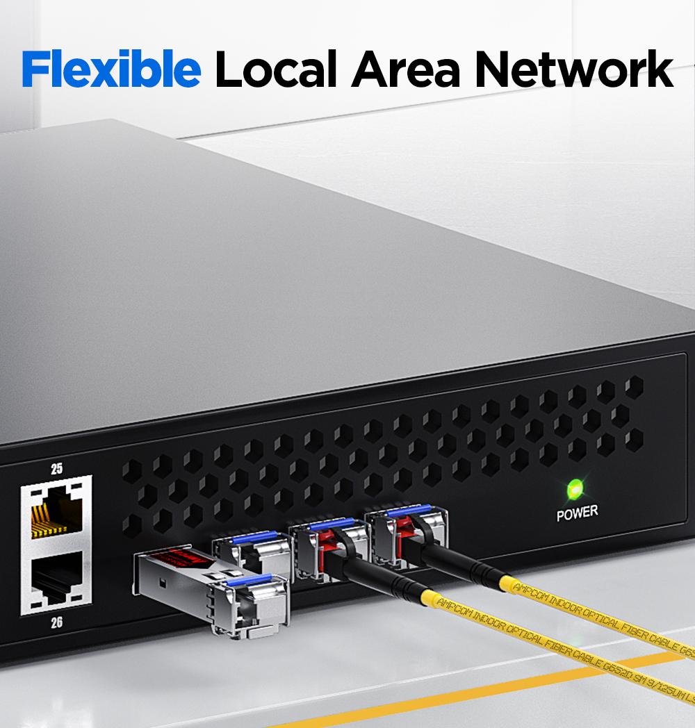 AMPCOM LC/UPC SFP BIDI Fiber Optic Transceiver Module Simplex 1000BASE ...