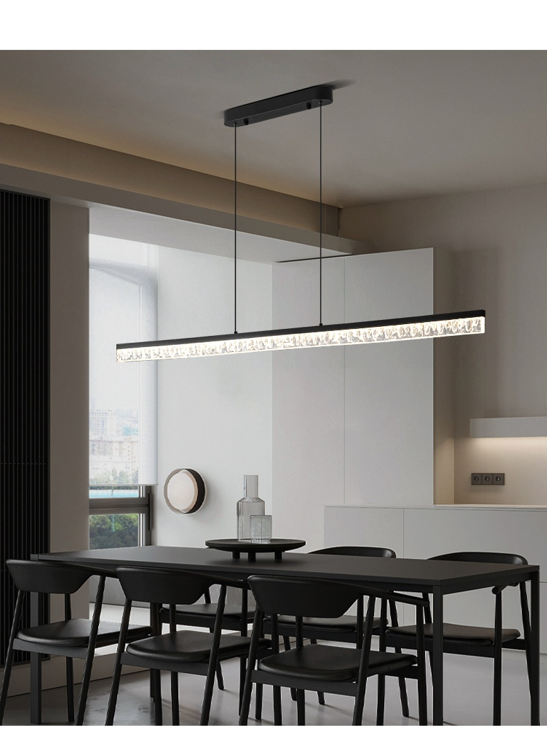 Minimalist LED Dining Table Pendant Light One word Long Strip Bar 