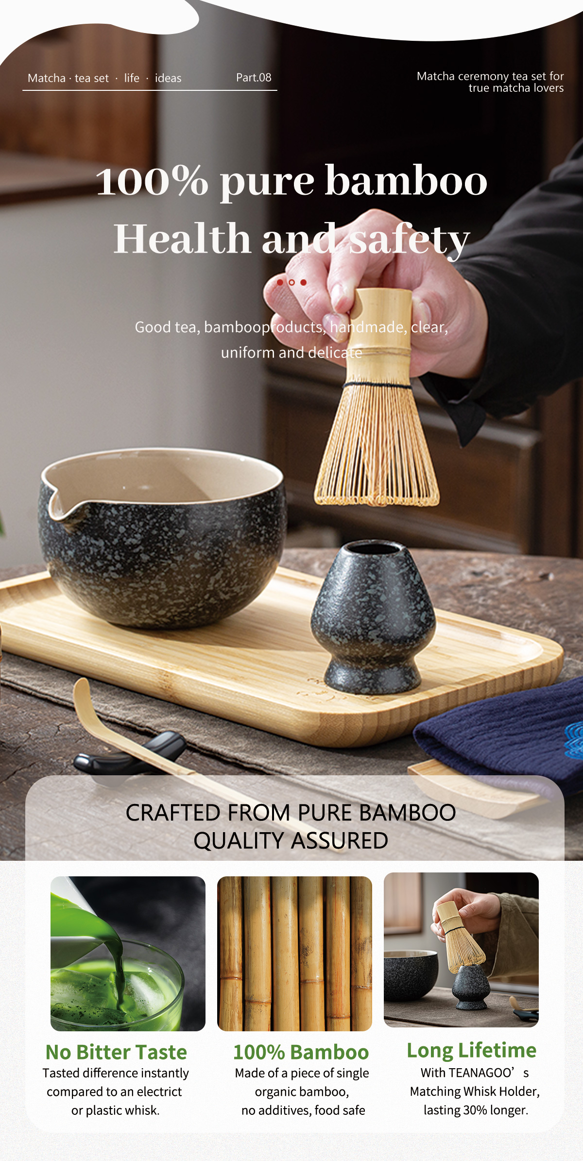 TEANAGOO Juego De Té Japonés (7 Piezas) Juego De Batidor Matcha Bowl Matcha Con