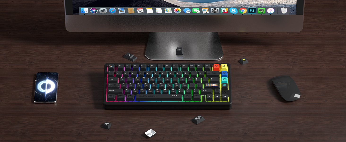 WOMIER 134 Keys Starlight Dye Sub Keycaps Cherry Profile Custom ...