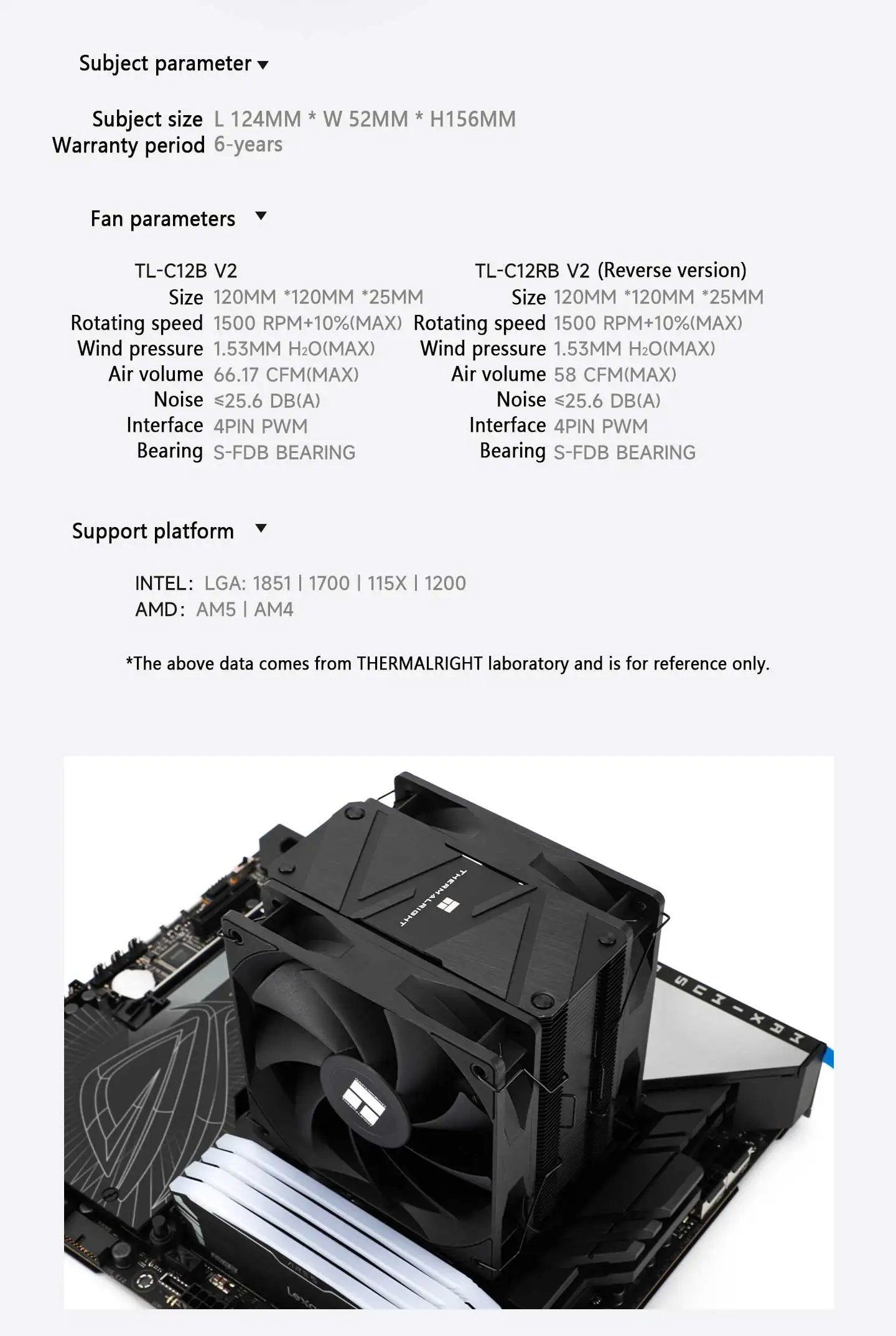 Thermalright BA120 EVO DARK CPU Air Cooler 6 Heat Pipes Radiator TL ...