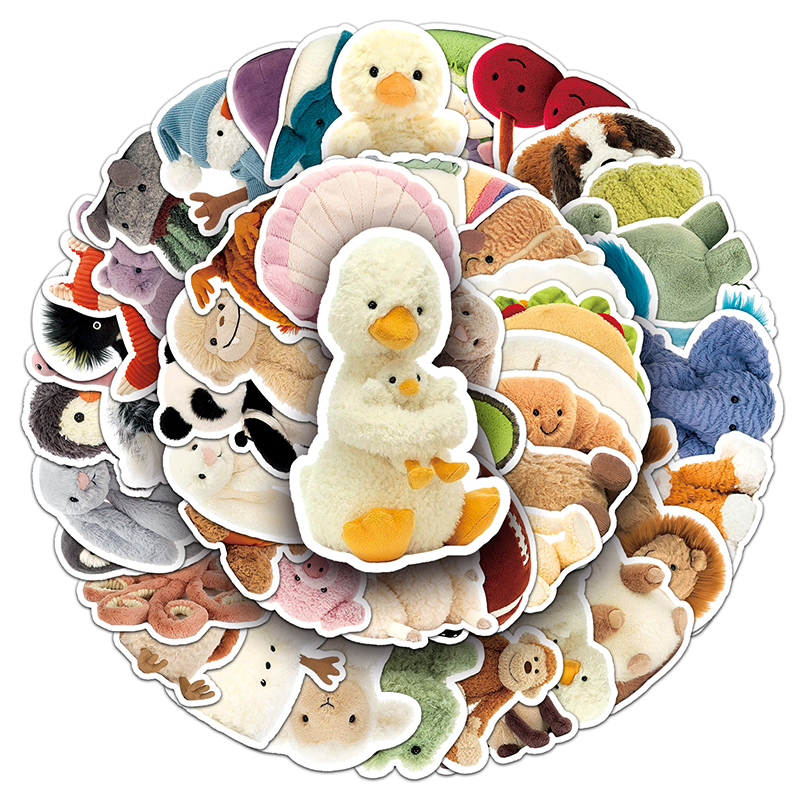 51pcs Kawaii Jelly Cat Plush Toy Sticker Cartoon Graffiti Decal DIY ...
