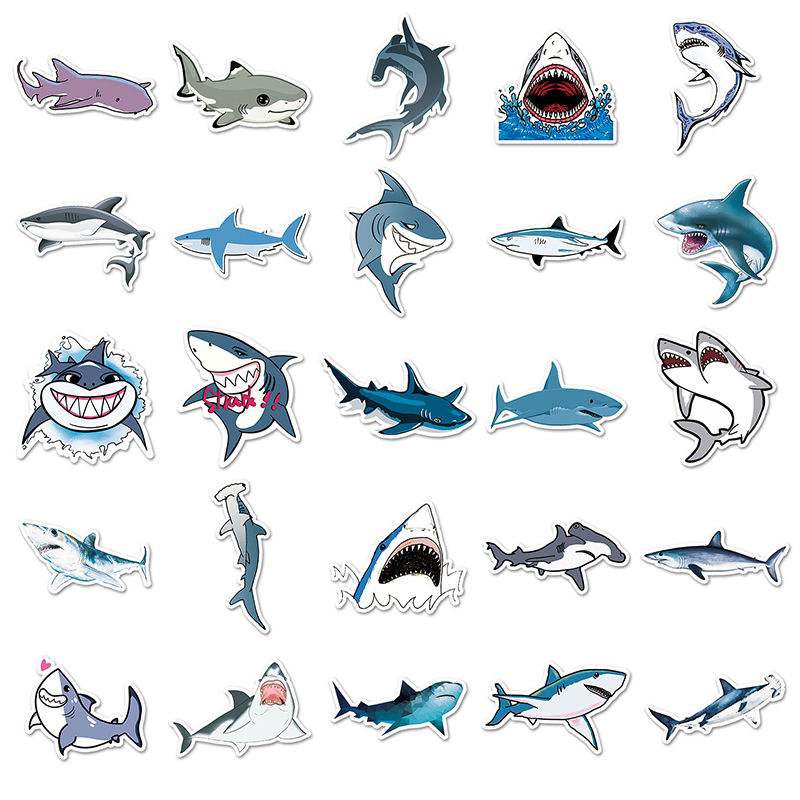 50pcs Marine Organism Shark Stickers for Motorcycle Notebook Computer ...