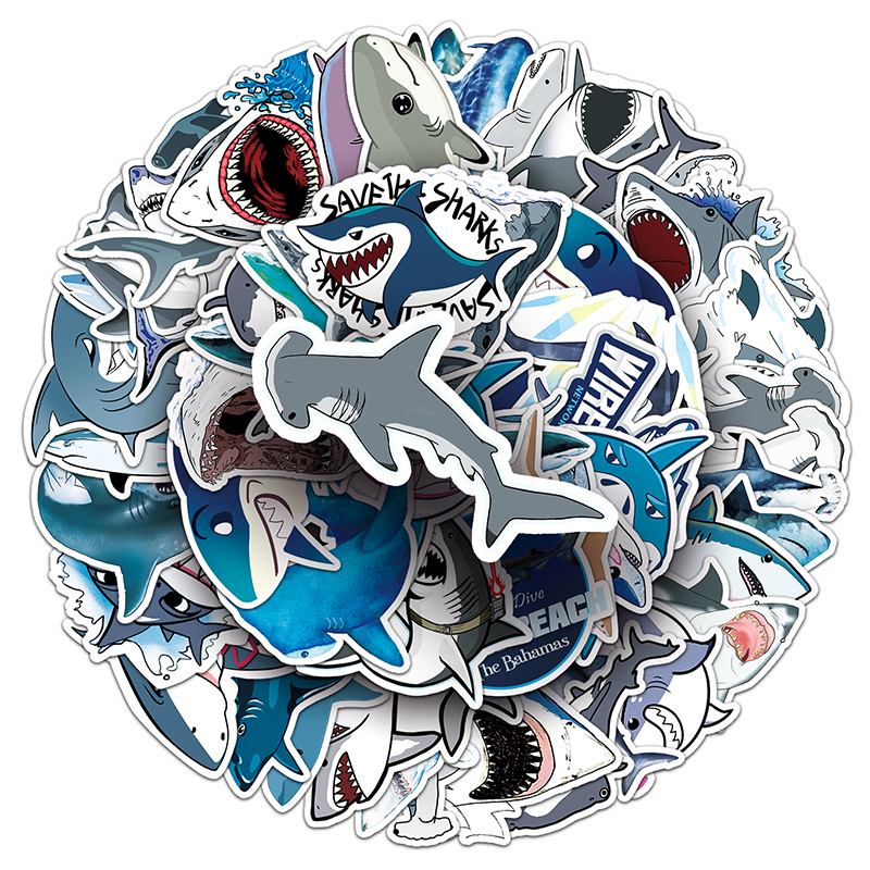 50pcs Marine Organism Shark Stickers for Motorcycle Notebook Computer ...